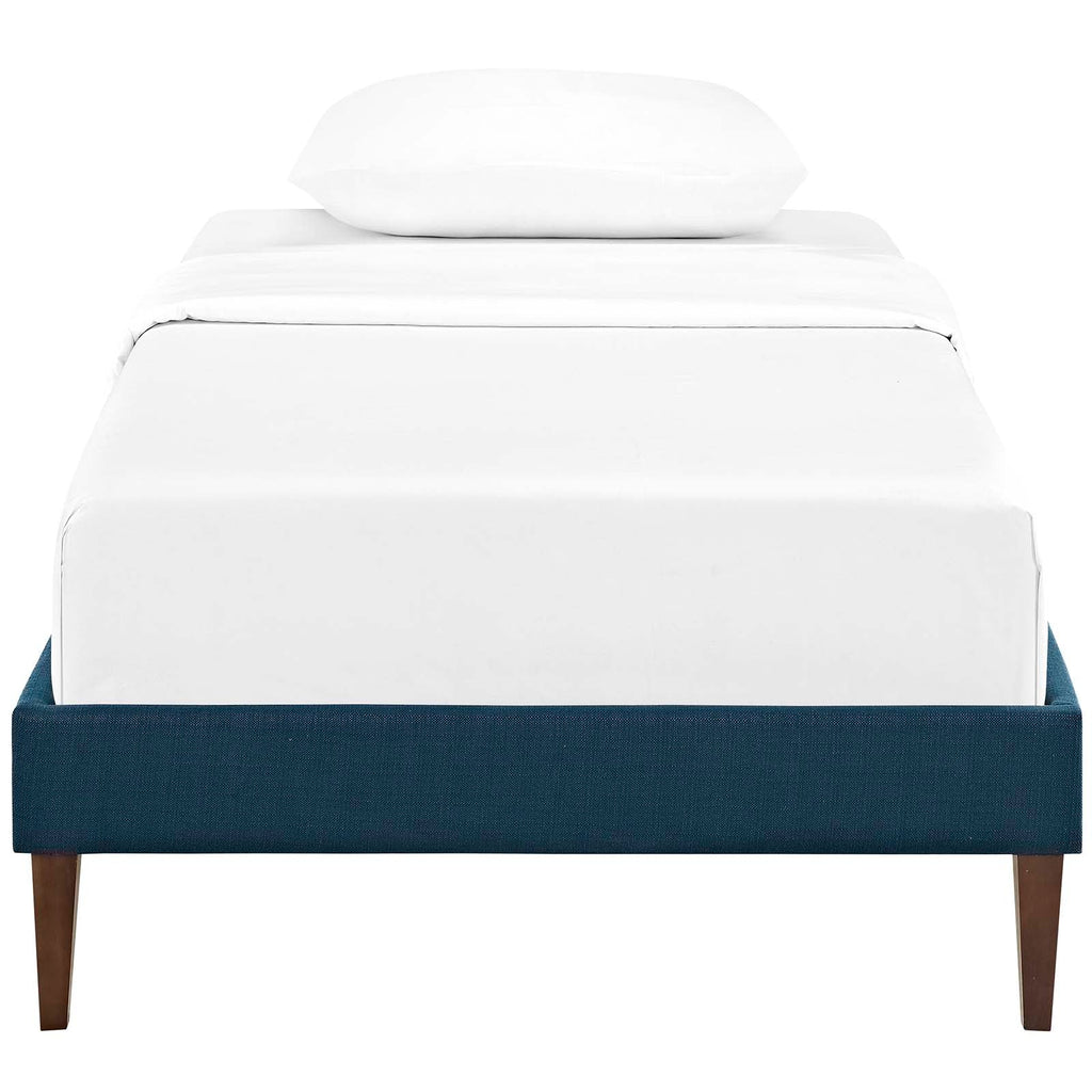 Tessie Twin Fabric Bed Frame with Squared Tapered Legs in Azure