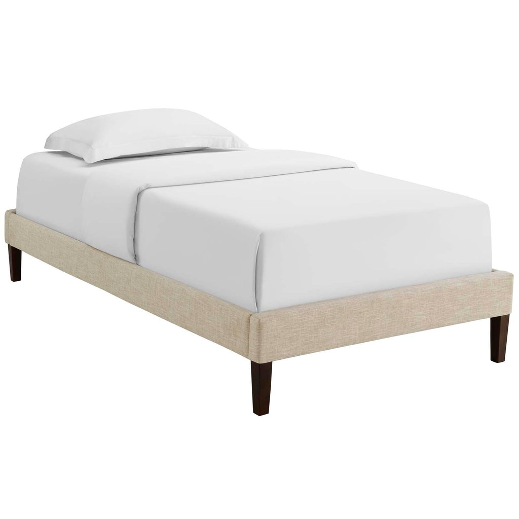 Tessie Twin Fabric Bed Frame with Squared Tapered Legs in Beige