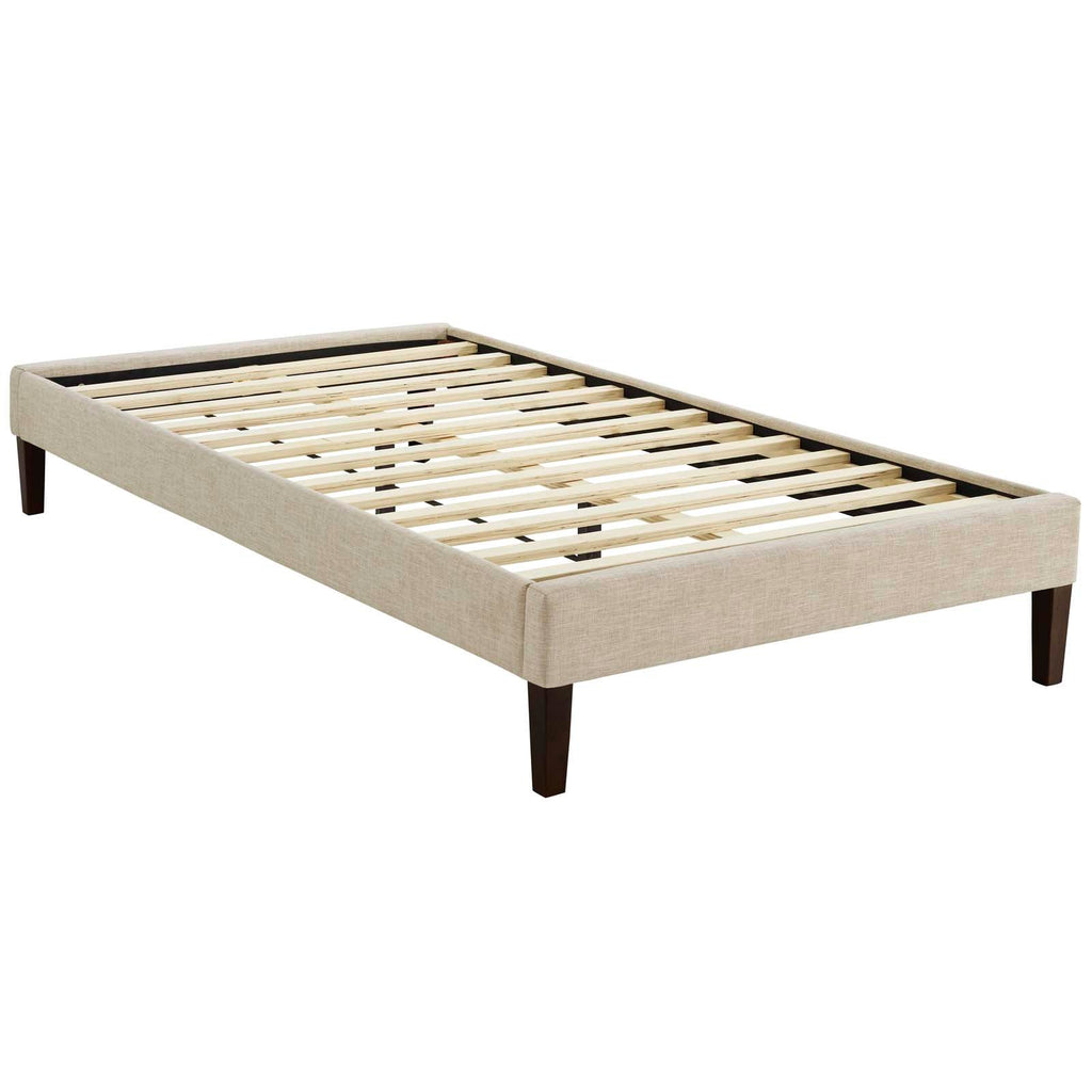 Tessie Twin Fabric Bed Frame with Squared Tapered Legs in Beige