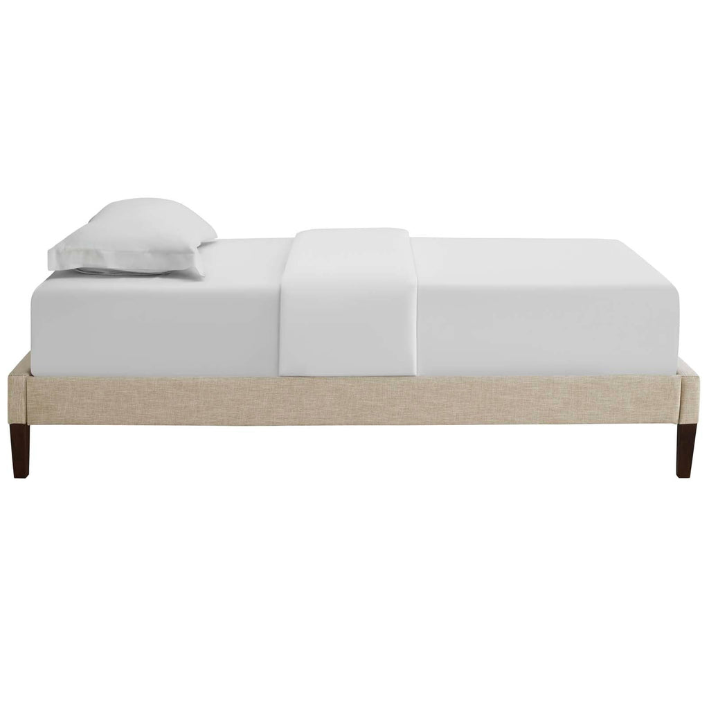 Tessie Twin Fabric Bed Frame with Squared Tapered Legs in Beige