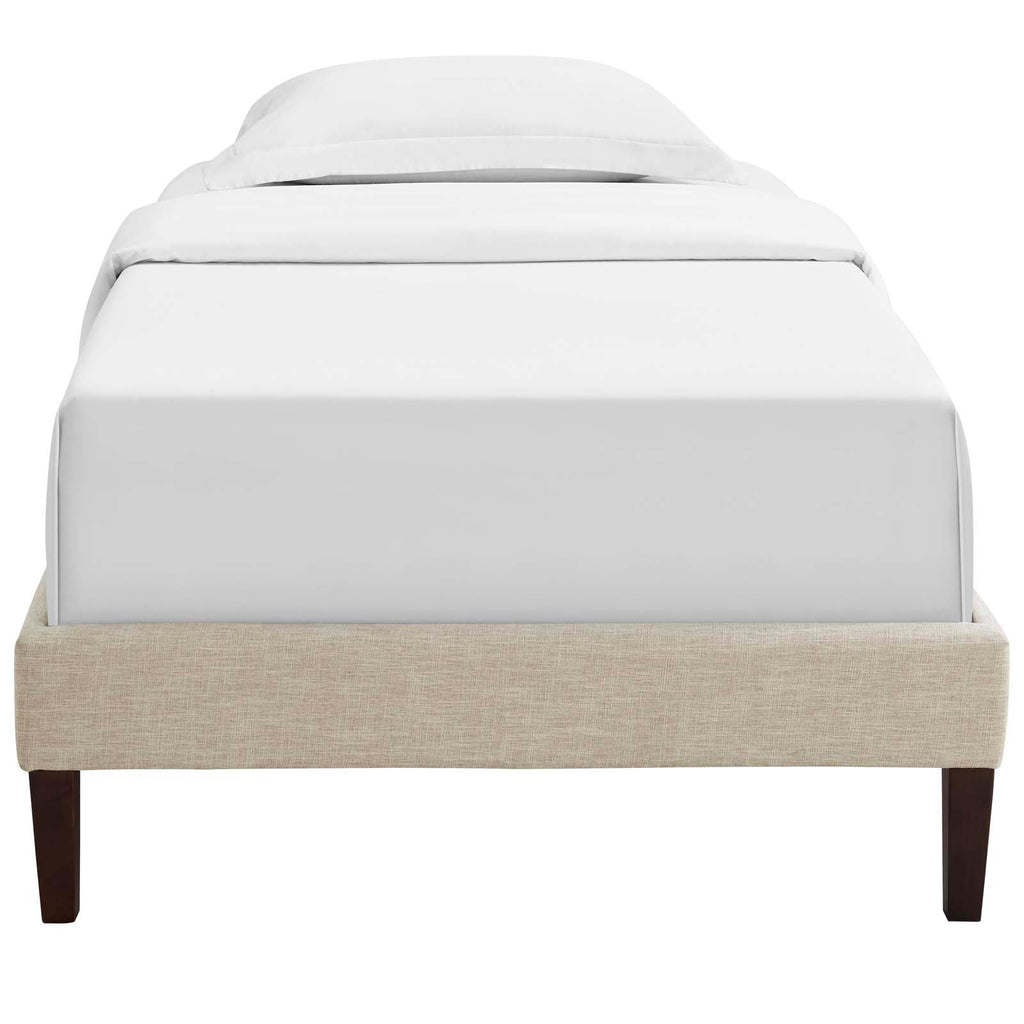 Tessie Twin Fabric Bed Frame with Squared Tapered Legs in Beige