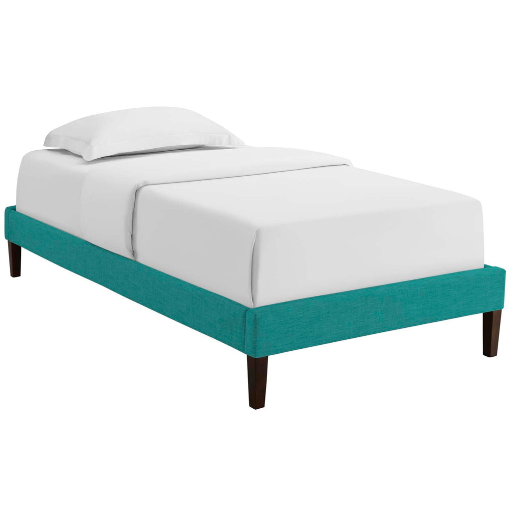 Tessie Twin Fabric Bed Frame with Squared Tapered Legs in Teal