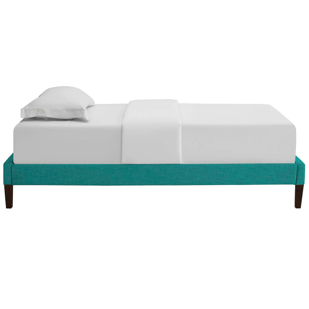 Tessie Twin Fabric Bed Frame with Squared Tapered Legs in Teal