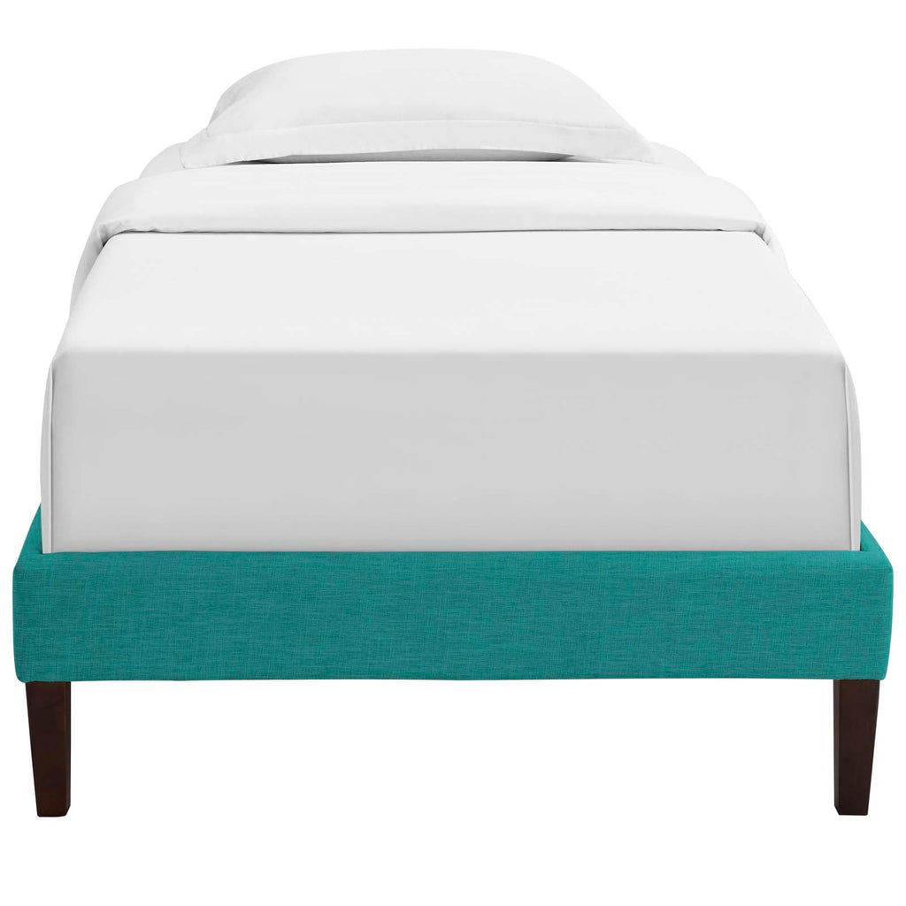 Tessie Twin Fabric Bed Frame with Squared Tapered Legs in Teal