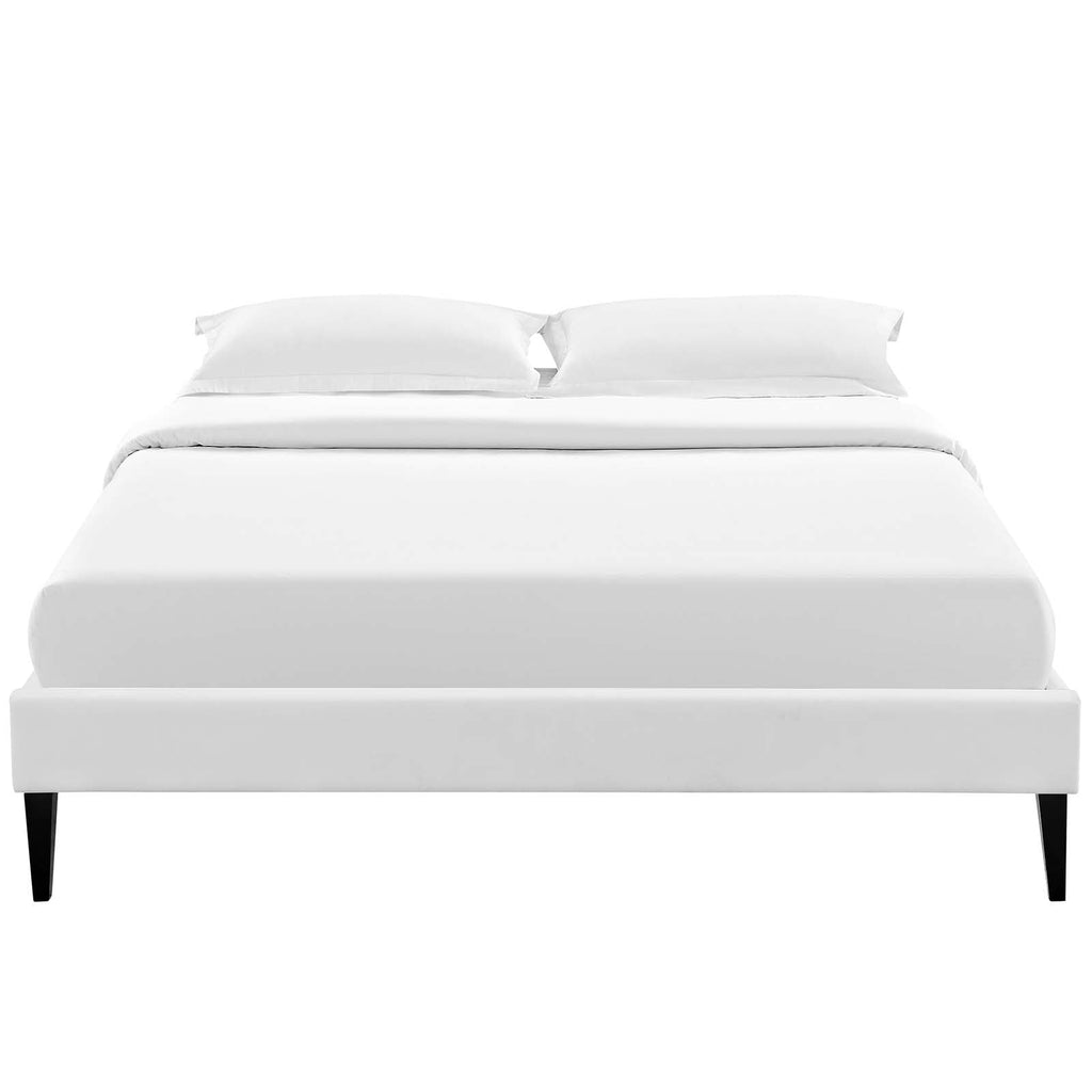 Tessie Full Vinyl Bed Frame with Squared Tapered Legs in White