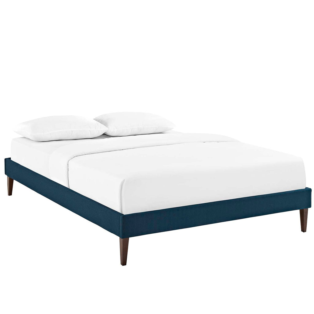 Tessie Full Fabric Bed Frame with Squared Tapered Legs in Azure