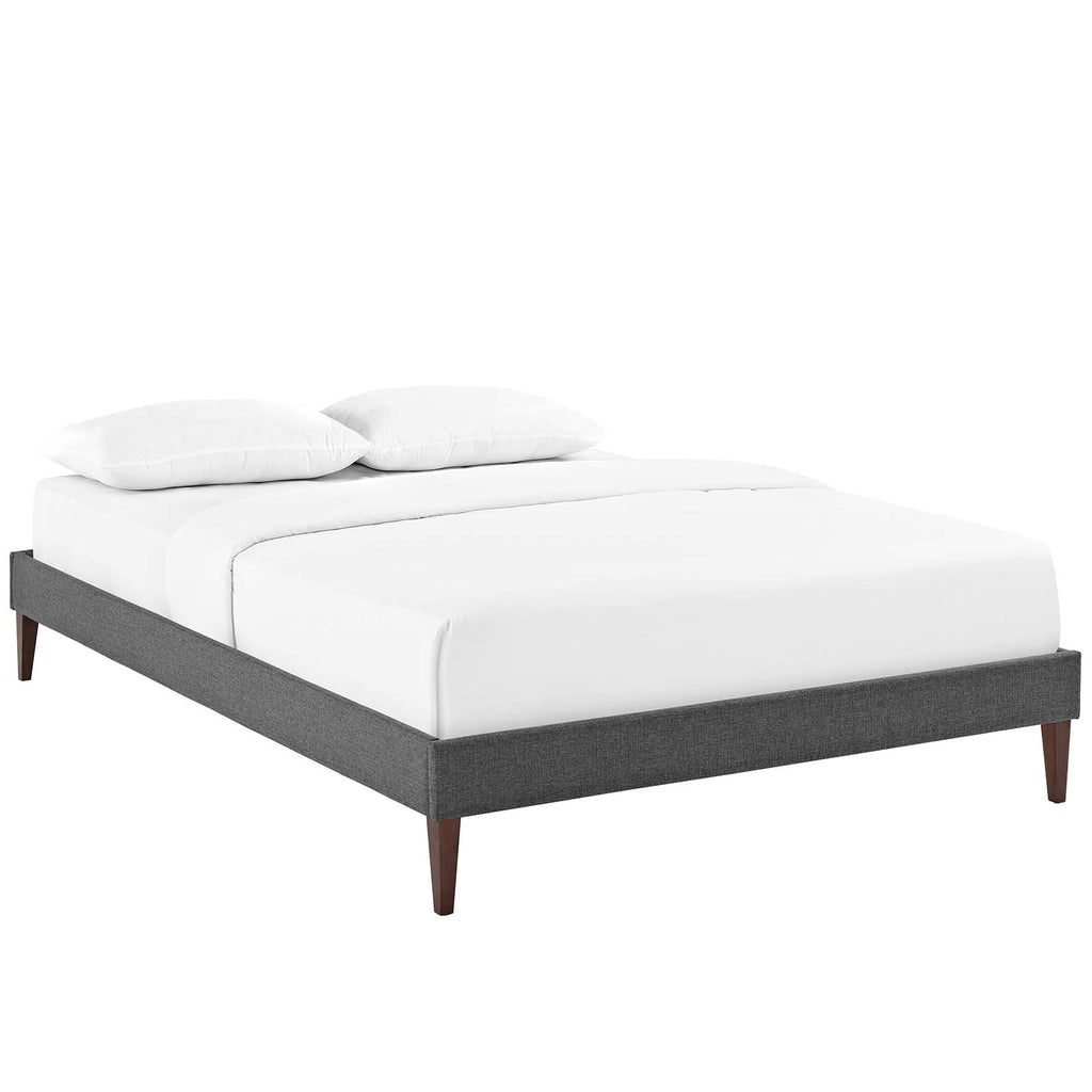 Tessie Full Fabric Bed Frame with Squared Tapered Legs in Gray