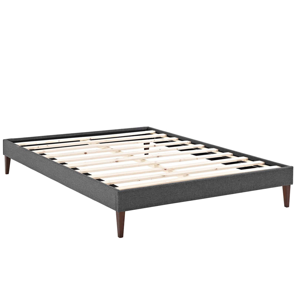 Tessie Full Fabric Bed Frame with Squared Tapered Legs in Gray