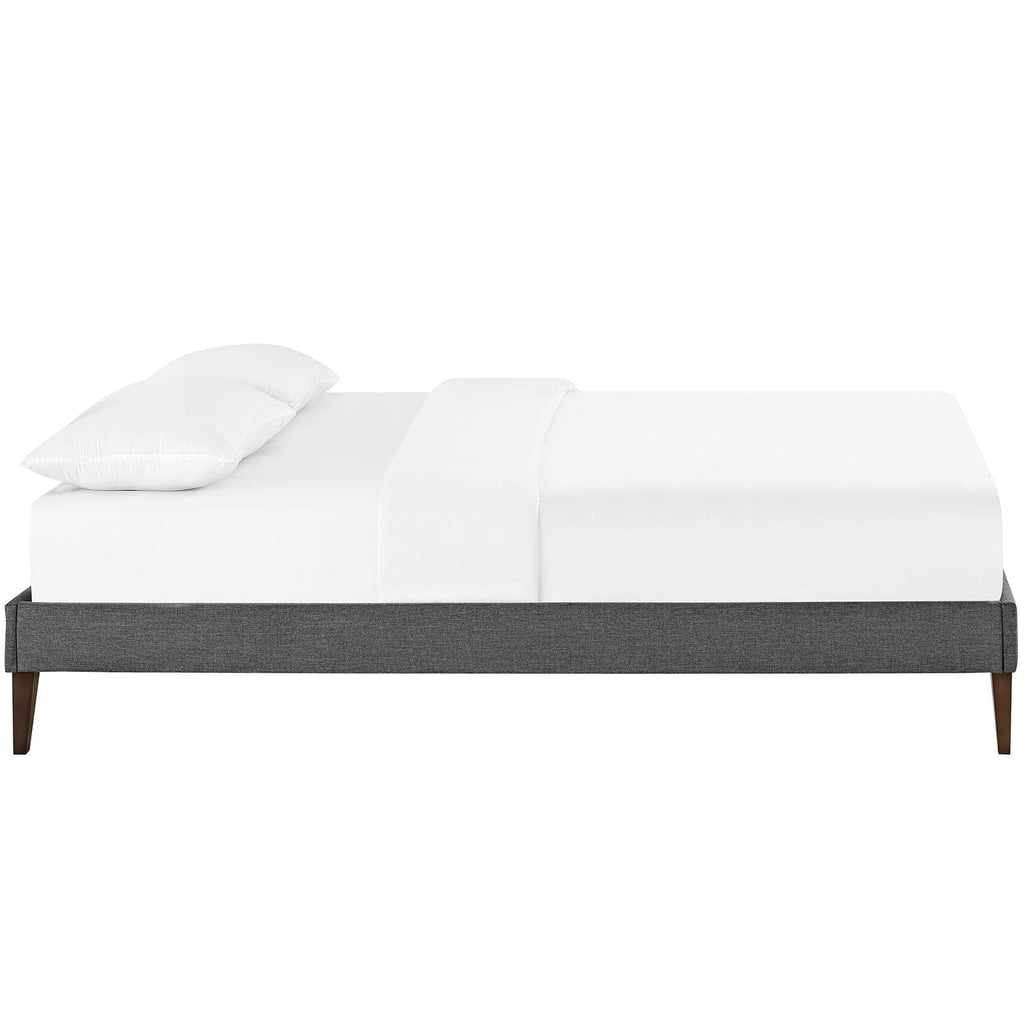 Tessie Full Fabric Bed Frame with Squared Tapered Legs in Gray