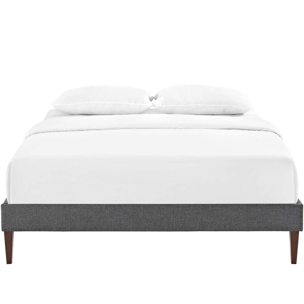 Tessie Full Fabric Bed Frame with Squared Tapered Legs in Gray