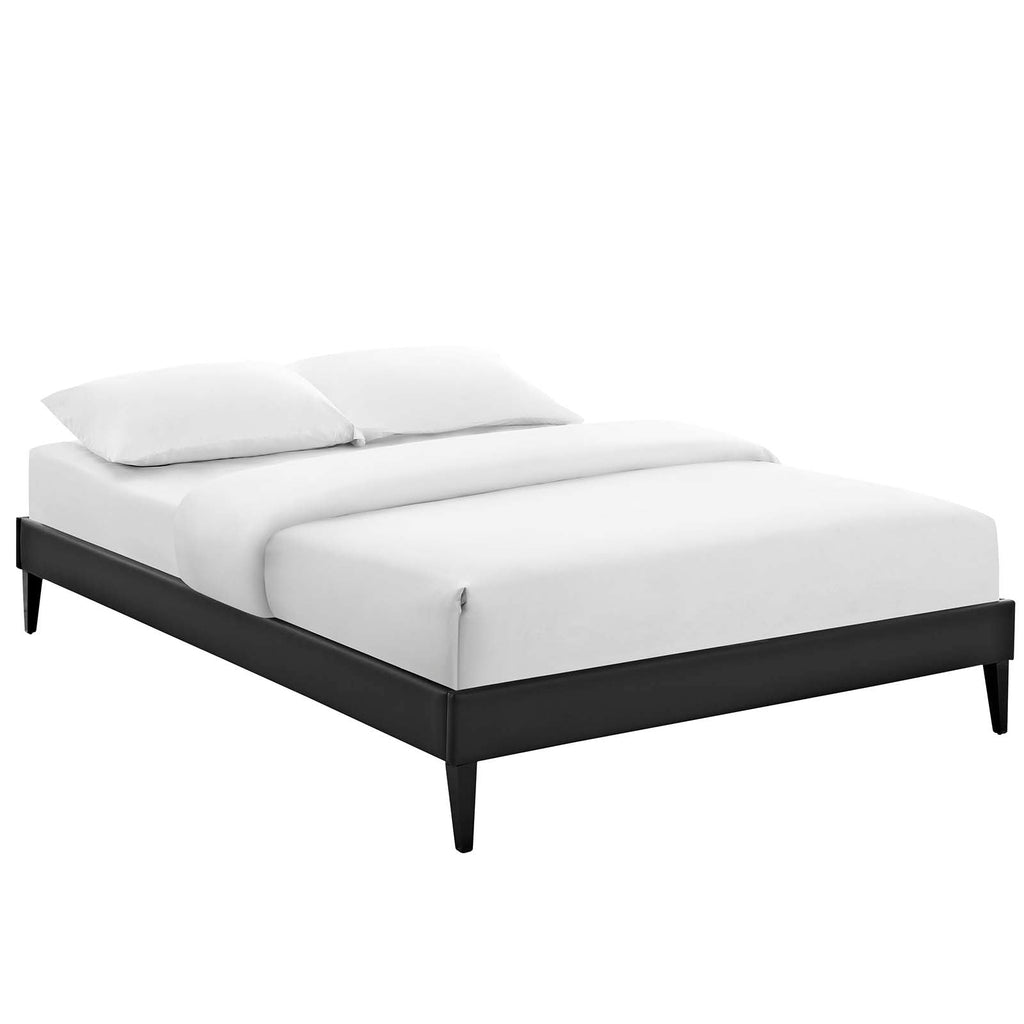 Tessie Queen Vinyl Bed Frame with Squared Tapered Legs in Black