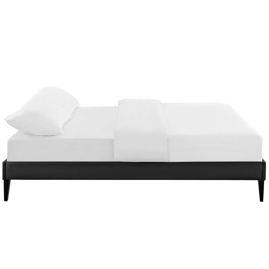 Tessie Queen Vinyl Bed Frame with Squared Tapered Legs in Black