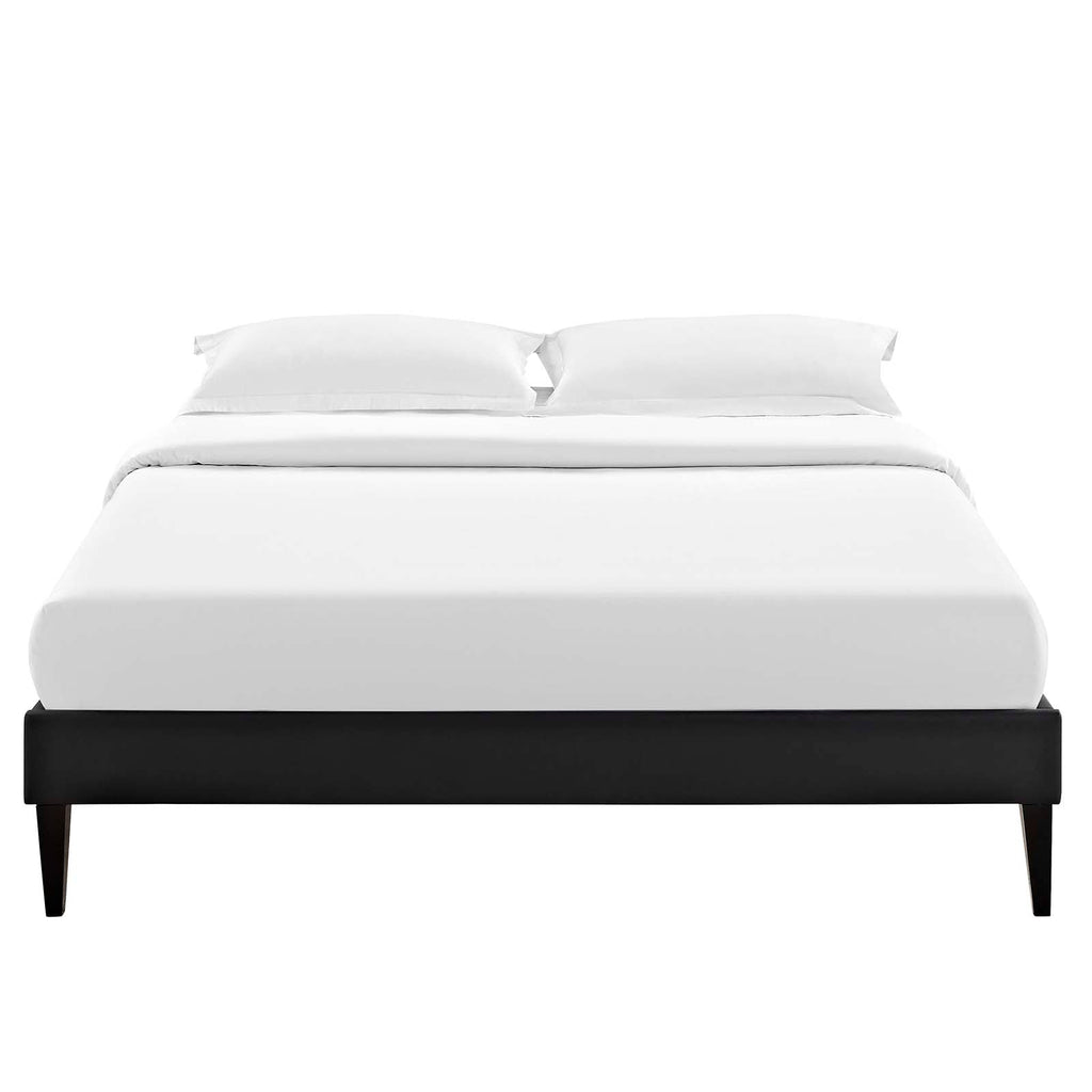 Tessie Queen Vinyl Bed Frame with Squared Tapered Legs in Black