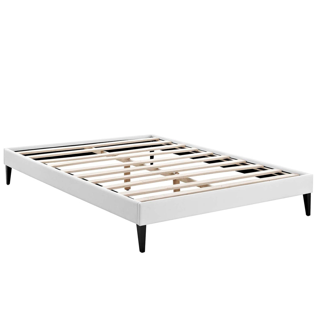 Tessie King Vinyl Bed Frame with Squared Tapered Legs in White