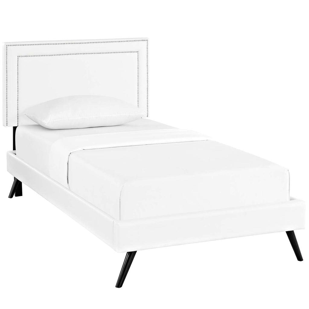 Virginia Twin Vinyl Platform Bed with Round Splayed Legs