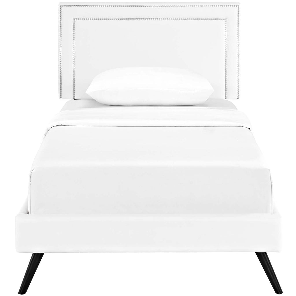 Virginia Twin Vinyl Platform Bed with Round Splayed Legs