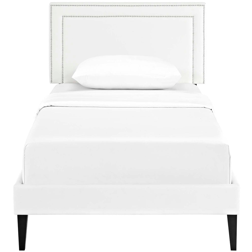 Virginia Twin Vinyl Platform Bed with Squared Tapered Legs