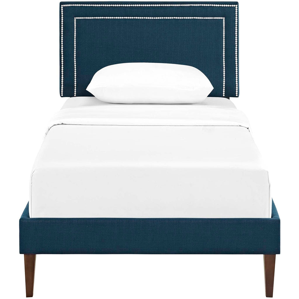 Virginia Twin Fabric Platform Bed with Squared Tapered Legs