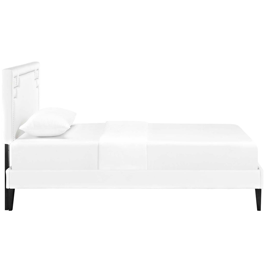 Ruthie Twin Vinyl Platform Bed with Squared Tapered Legs