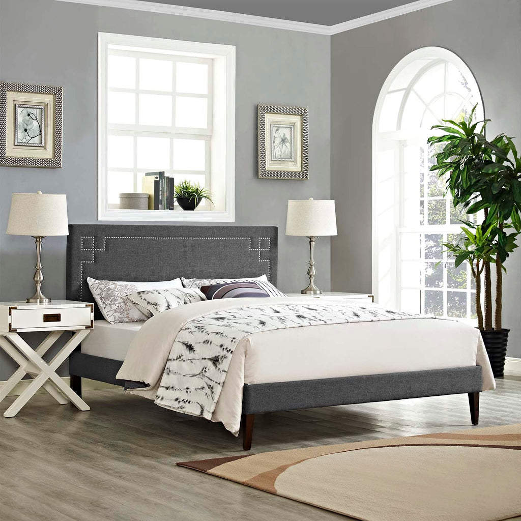 Ruthie Full Fabric Platform Bed with Squared Tapered Legs