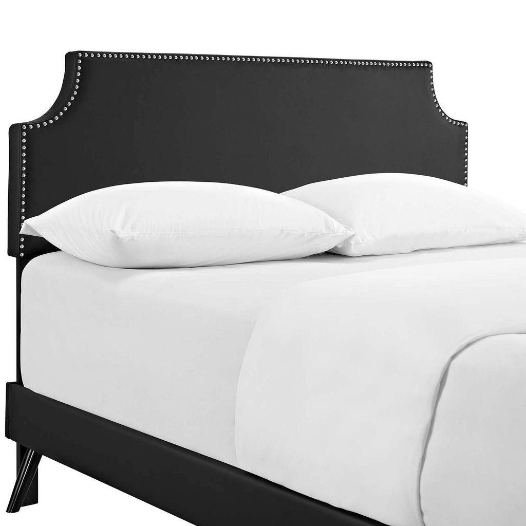 Corene Full Vinyl Platform Bed with Round Splayed Legs in Black