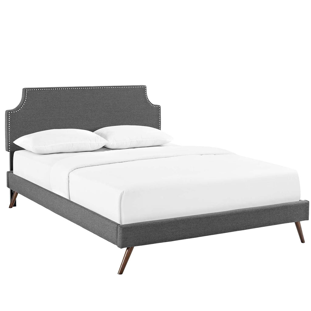 Corene Full Fabric Platform Bed with Round Splayed Legs in Gray