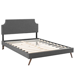 Corene Full Fabric Platform Bed with Round Splayed Legs in Gray