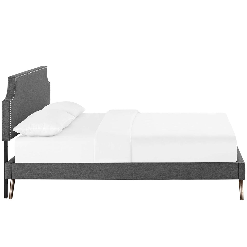 Corene Full Fabric Platform Bed with Round Splayed Legs in Gray