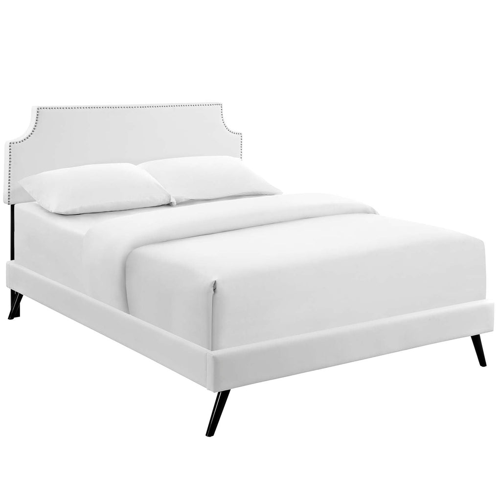 Corene King Vinyl Platform Bed with Round Splayed Legs