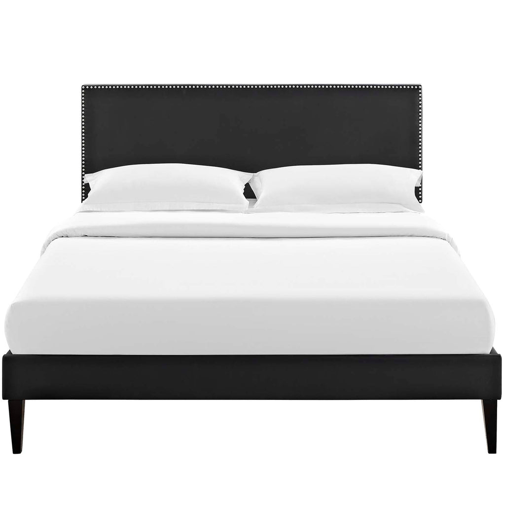 Macie Full Vinyl Platform Bed with Squared Tapered Legs in Black