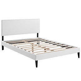 Macie Full Vinyl Platform Bed with Squared Tapered Legs in White