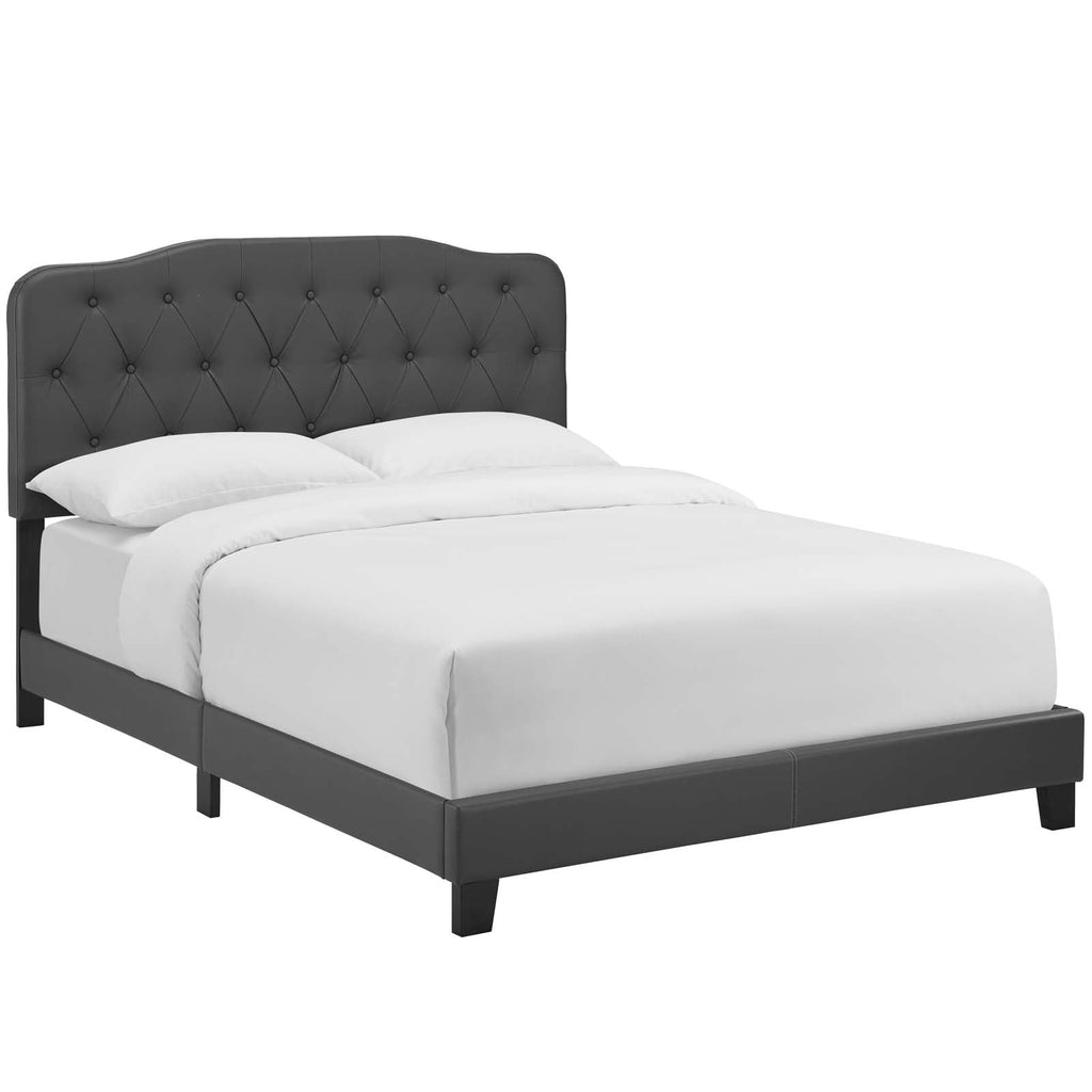 Amelia Queen Faux Leather Bed in Gray