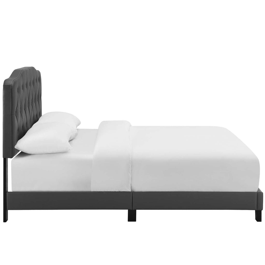 Amelia Queen Faux Leather Bed in Gray