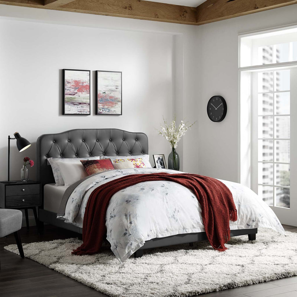 Amelia Queen Faux Leather Bed in Gray