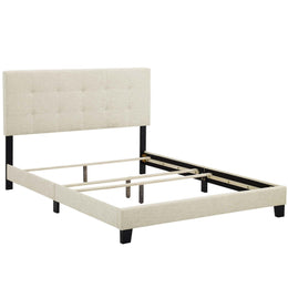 Amira Twin Upholstered Fabric Bed in Beige