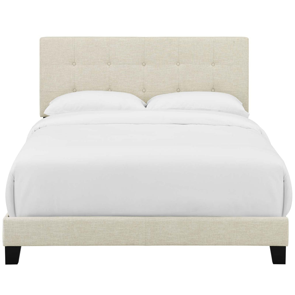 Amira Twin Upholstered Fabric Bed in Beige