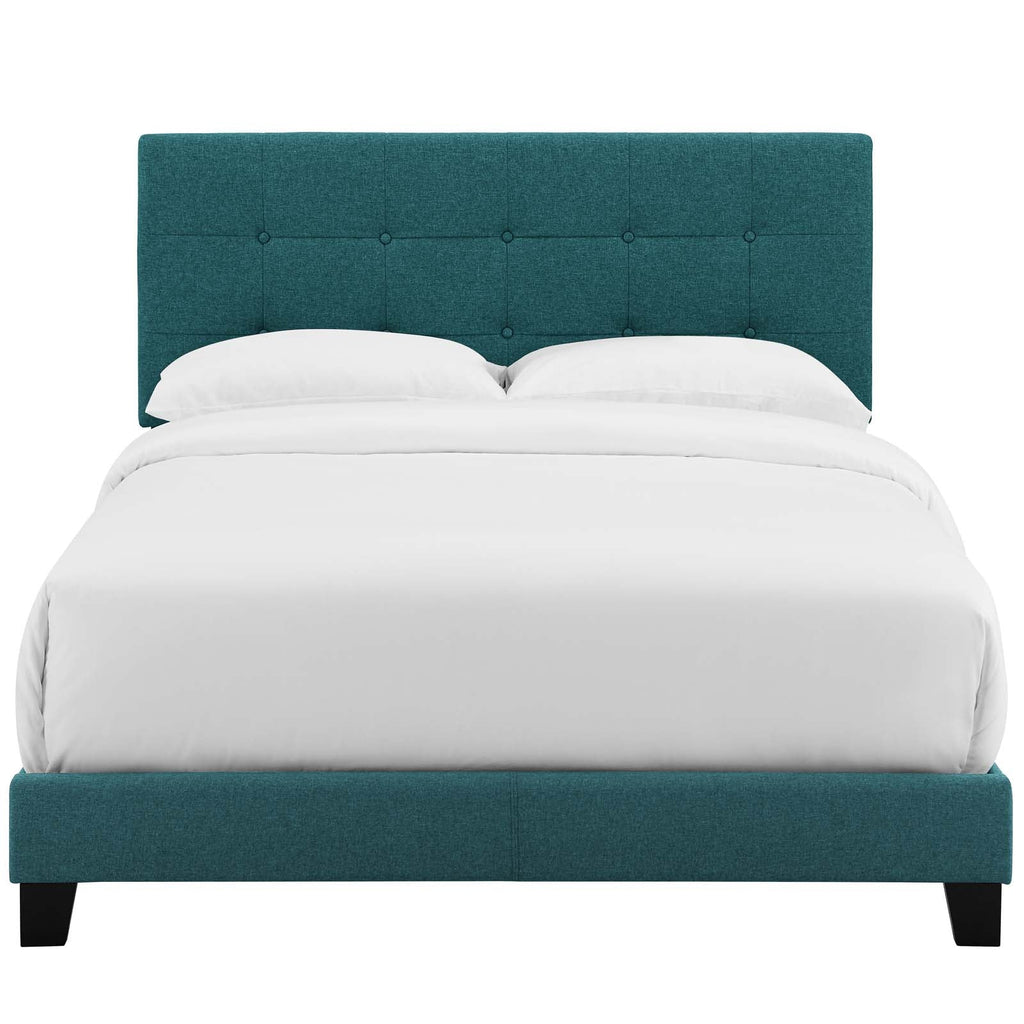 Amira Queen Upholstered Fabric Bed in Teal