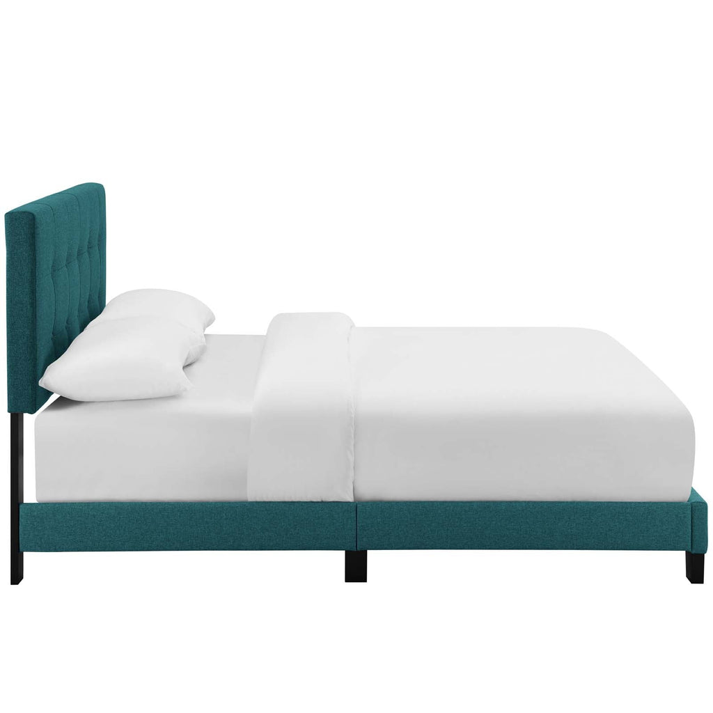 Amira King Upholstered Fabric Bed in Teal