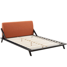 Luella Queen Upholstered Fabric Platform Bed in Cappuccino Orange