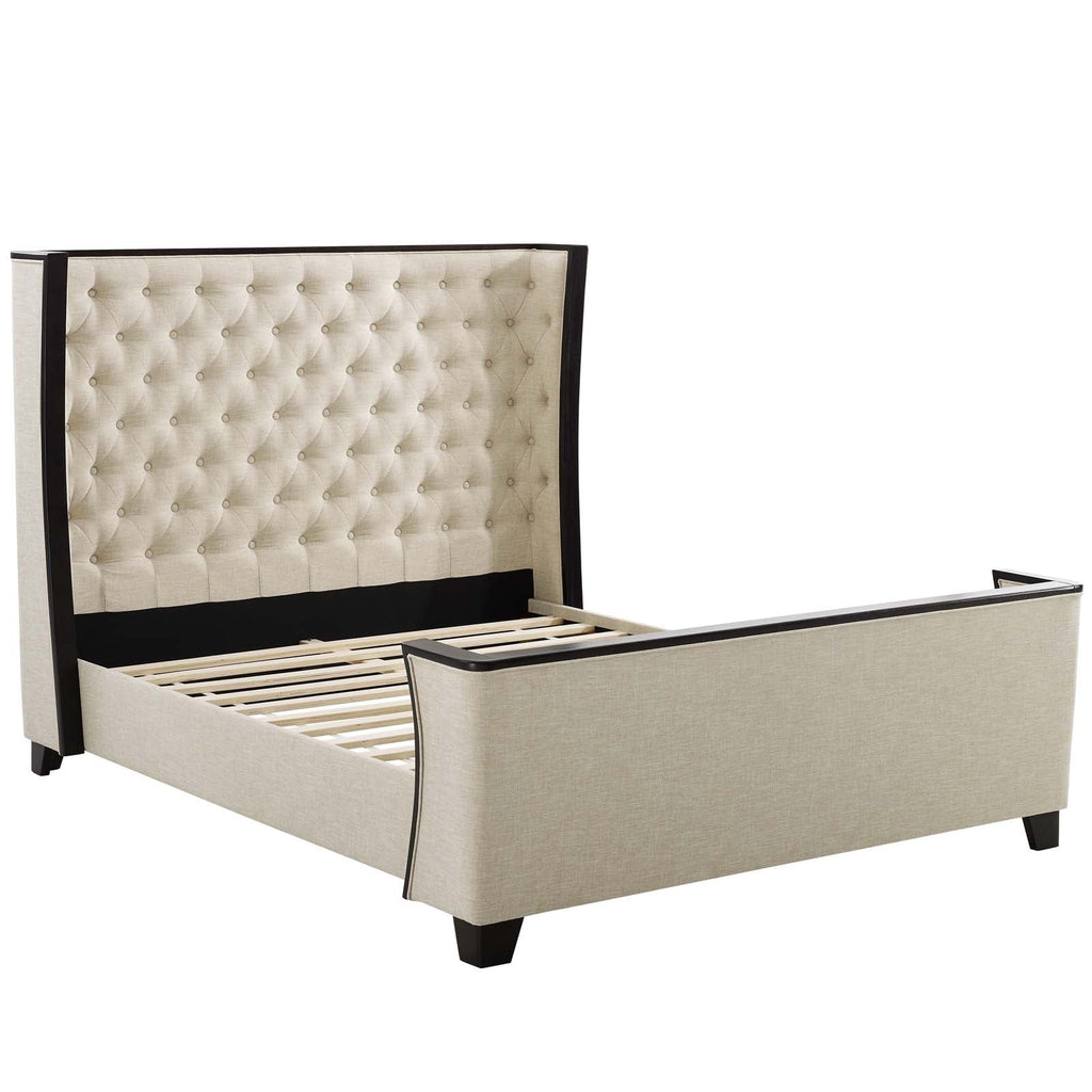 Galia Queen Upholstered Linen Fabric Platform Bed