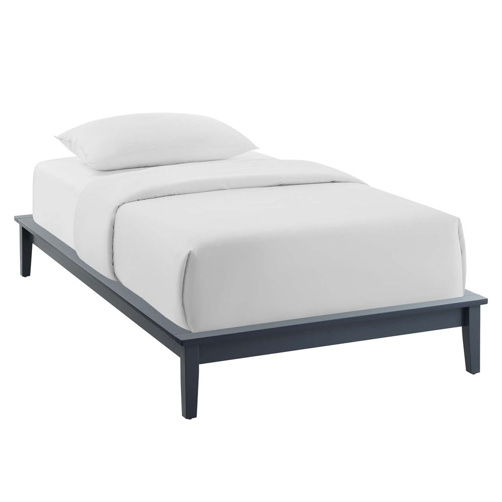 Lodge Twin Wood Platform Bed Frame in Gray