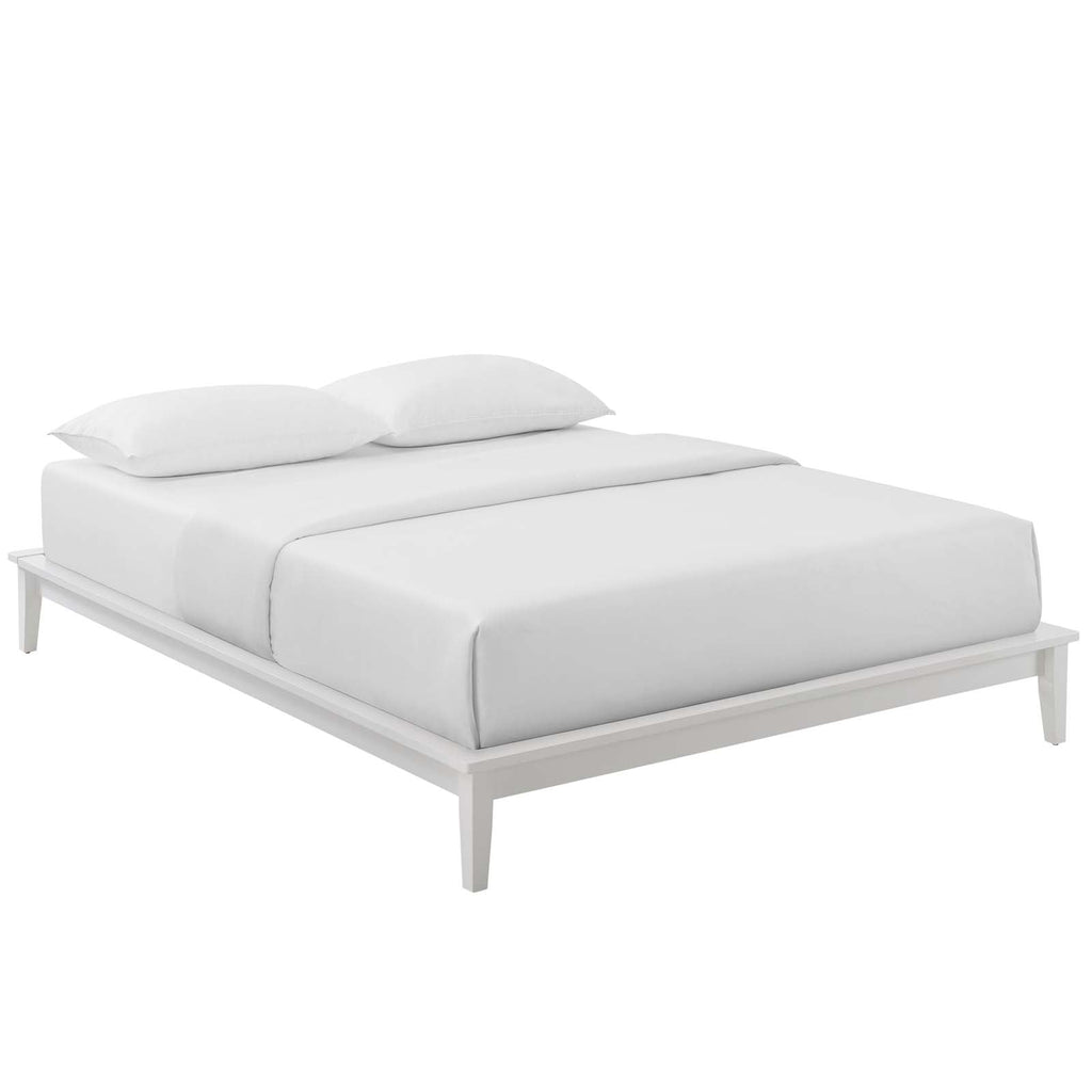 Lodge Queen Wood Platform Bed Frame in White