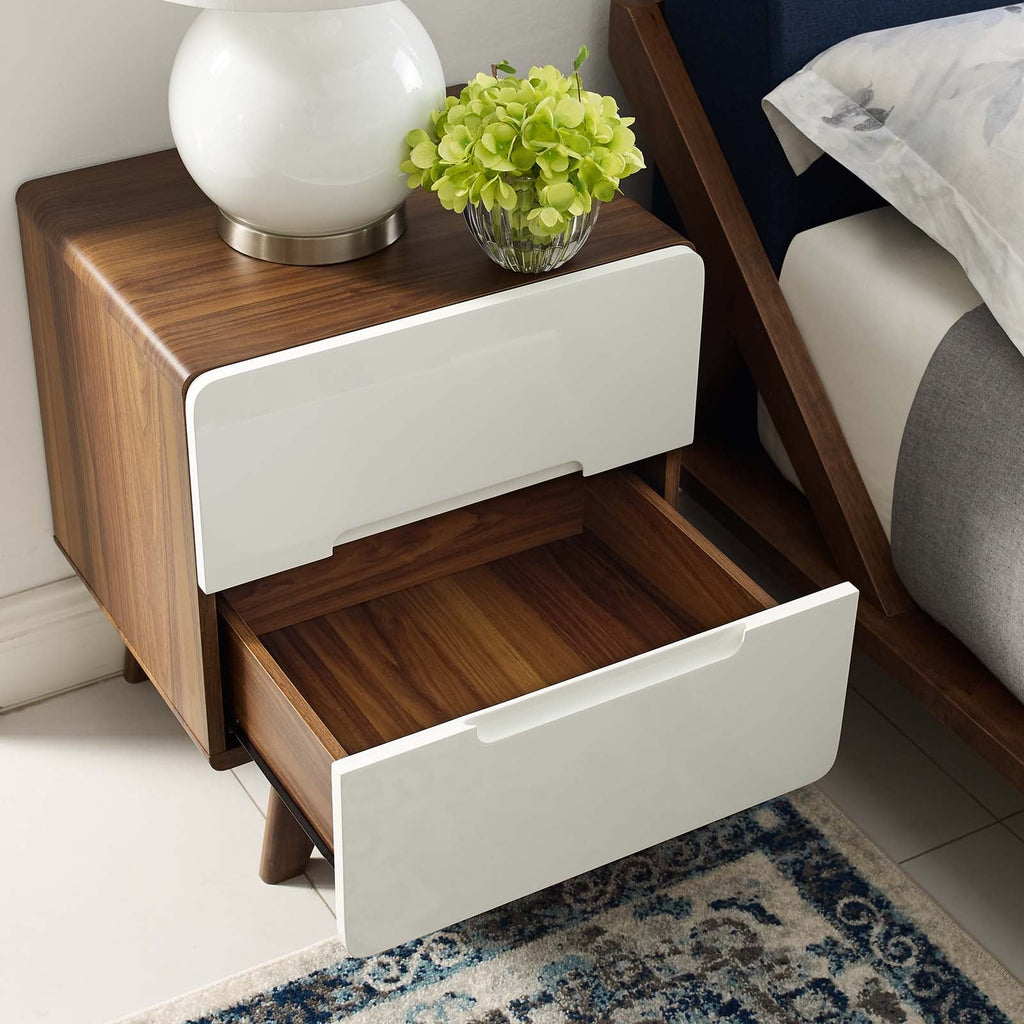 Origin Wood Nightstand or End Table in Walnut White