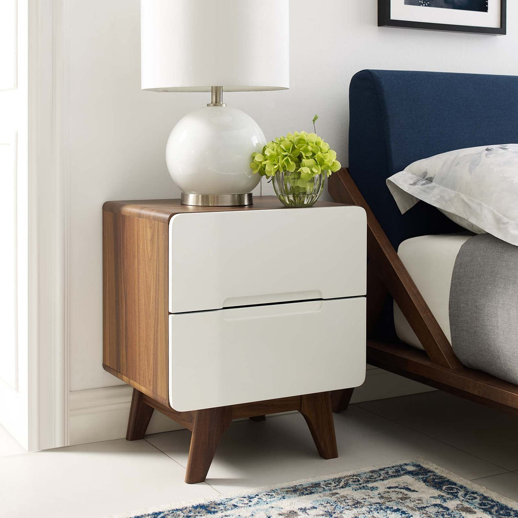 Origin Wood Nightstand or End Table in Walnut White