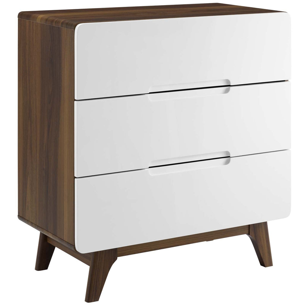 Origin Three-Drawer Chest or Stand in Walnut White