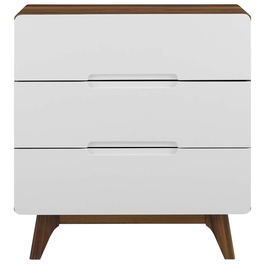 Origin Three-Drawer Chest or Stand in Walnut White