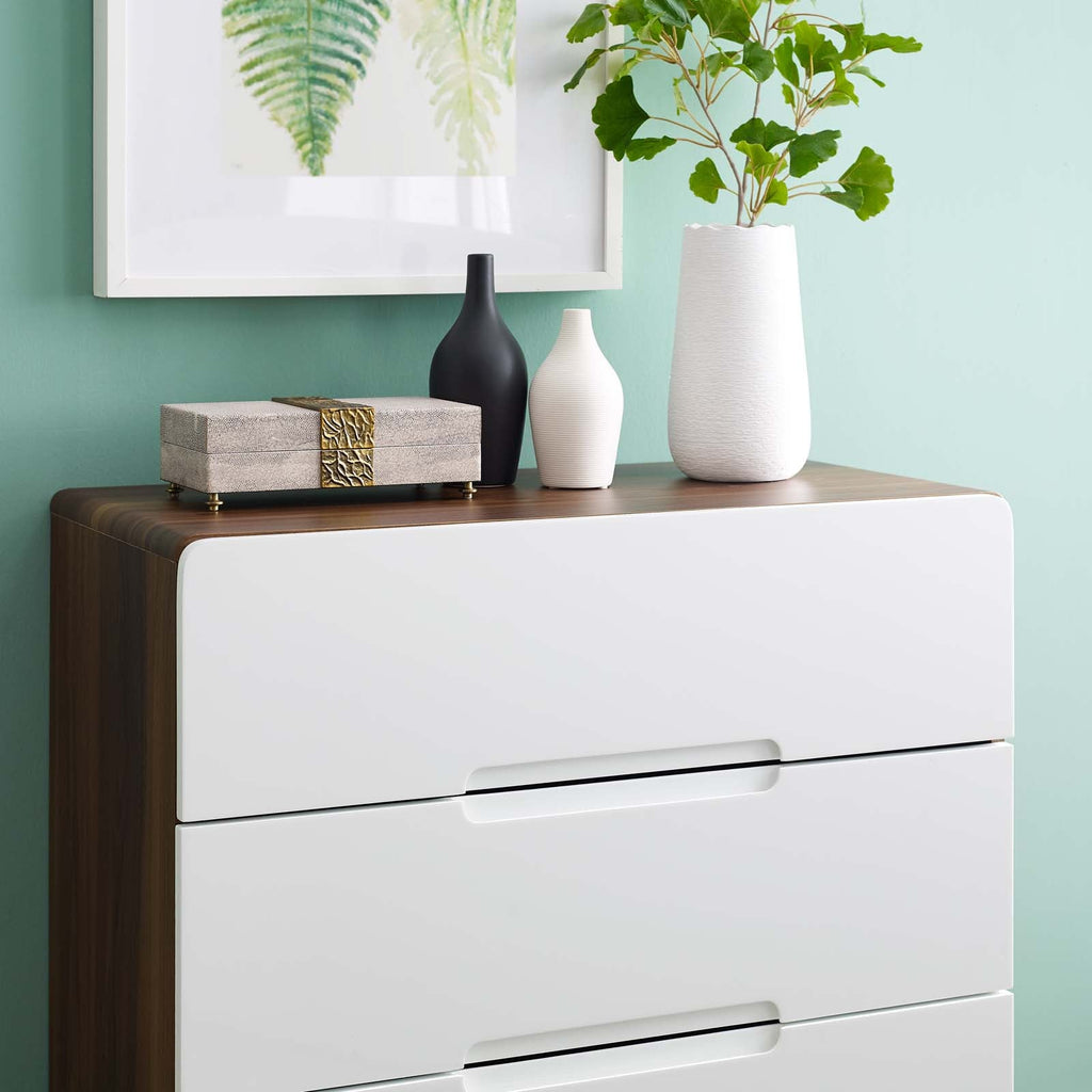 Origin Three-Drawer Chest or Stand in Walnut White