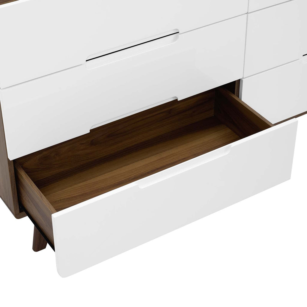 Origin Six-Drawer Wood Dresser or Display Stand in Walnut White