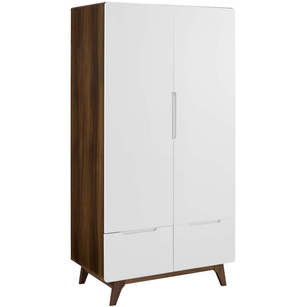 Origin Wood Wardrobe Cabinet in Walnut White