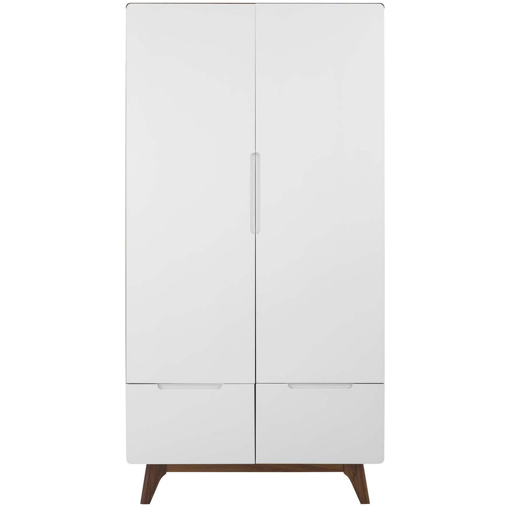 Origin Wood Wardrobe Cabinet in Walnut White